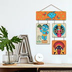Artvibes Ethnic Shri Krishna & Maa Kali Folk Art Wall Hanging Home Decorative Wall Art for Living room | Spiritual Decor Items | Wall Illustrations | Artwork | Painting | Gift Items (WH_6527N)