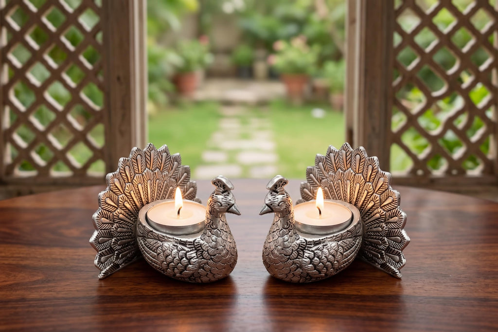 KridayKraft Designed with a Versatile Central Cavity, This Peacock Serves as a Stunning tealight Candle Holder, a mini Indoor Planter, a Unique Pen Stand, or a Sophisticated Vanity Organizer.