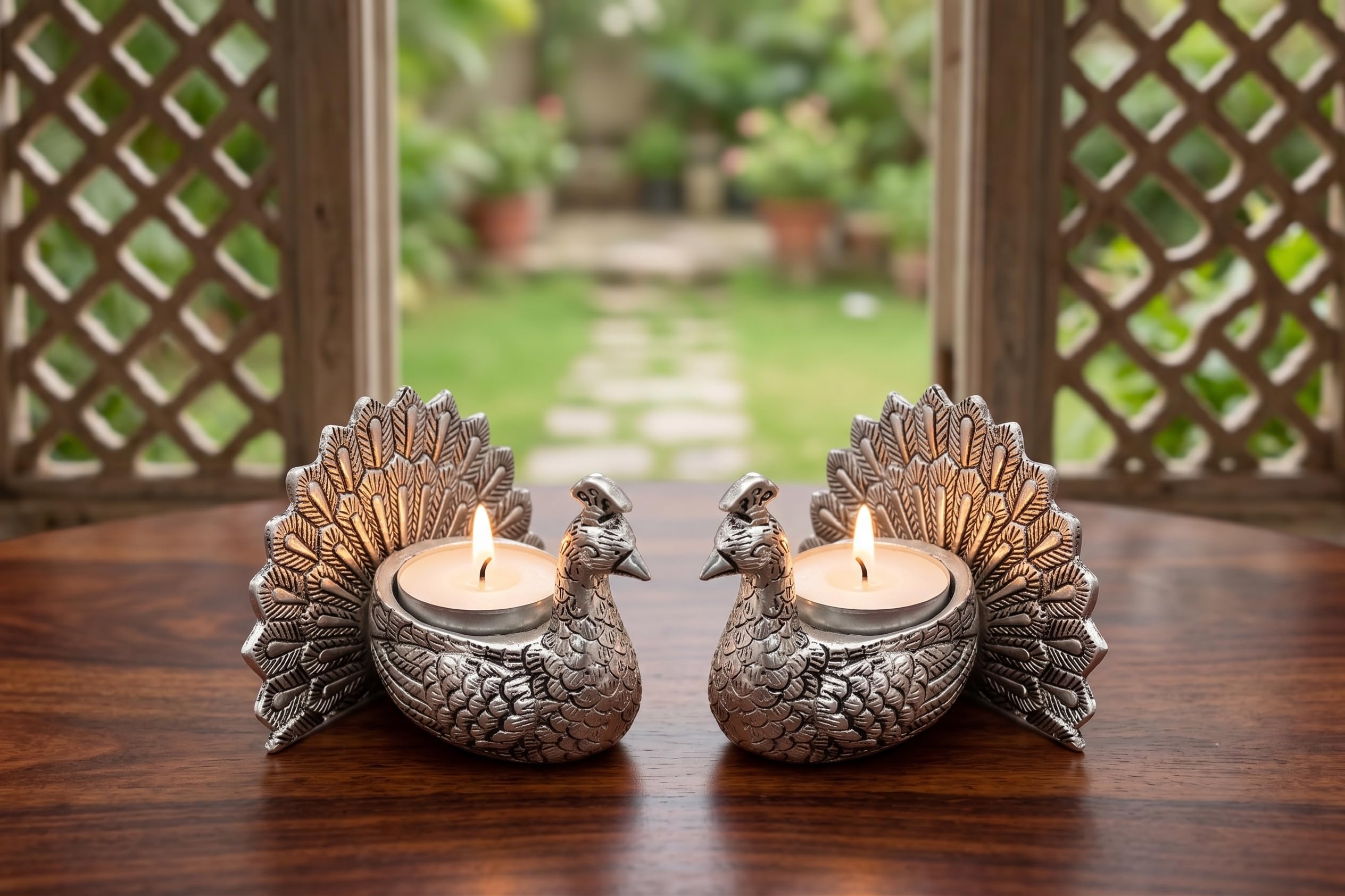 KridayKraft Designed with a Versatile Central Cavity, This Peacock Serves as a Stunning tealight Candle Holder, a mini Indoor Planter, a Unique Pen Stand, or a Sophisticated Vanity Organizer.