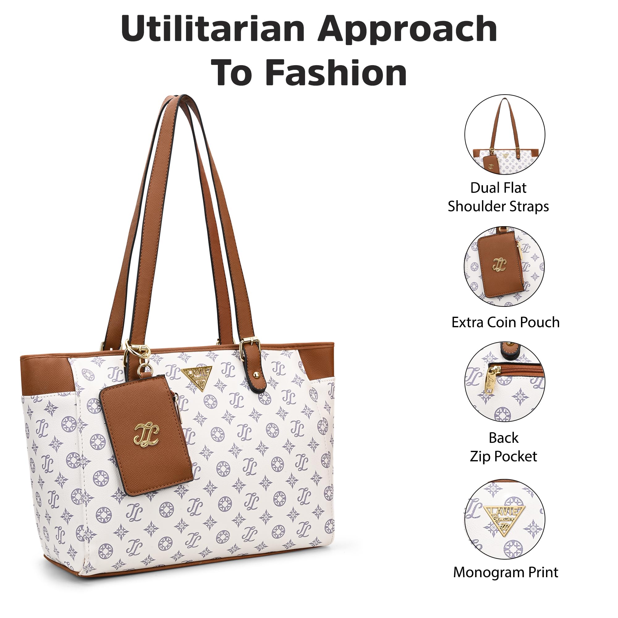 Lavie Signature Women's Mono Appleton Tote Handbag | Tote Bag for Work | Ladies purse | Stylish Shoulder Bag | Gift for Women