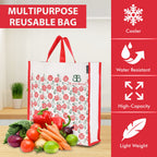BLACKBOXES Big Eco Cotton Canvas Shopping Bags for Carry Milk Grocery fruits Vegetable with Reinforced Handles jhola Bag - Kitchen Essential (16x5.5x14.5-inches) (Red)