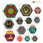 Artvibes Mandala Pattern Hexagon Shape MDF Wooden Wall Decor Items | Living Room | Office | Cafe | Handcrafted Art | Wall Accent | Art Painting | Artworks Hangings | Gift Items (WPS_217N), Set of 13