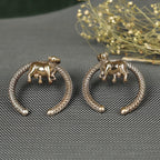 Macsoax Antique Brass Cow Motif Earrings for Women – Handcrafted Ethnic Hoop Design, Textured Traditional Jewelry for Festive & Casual Wear