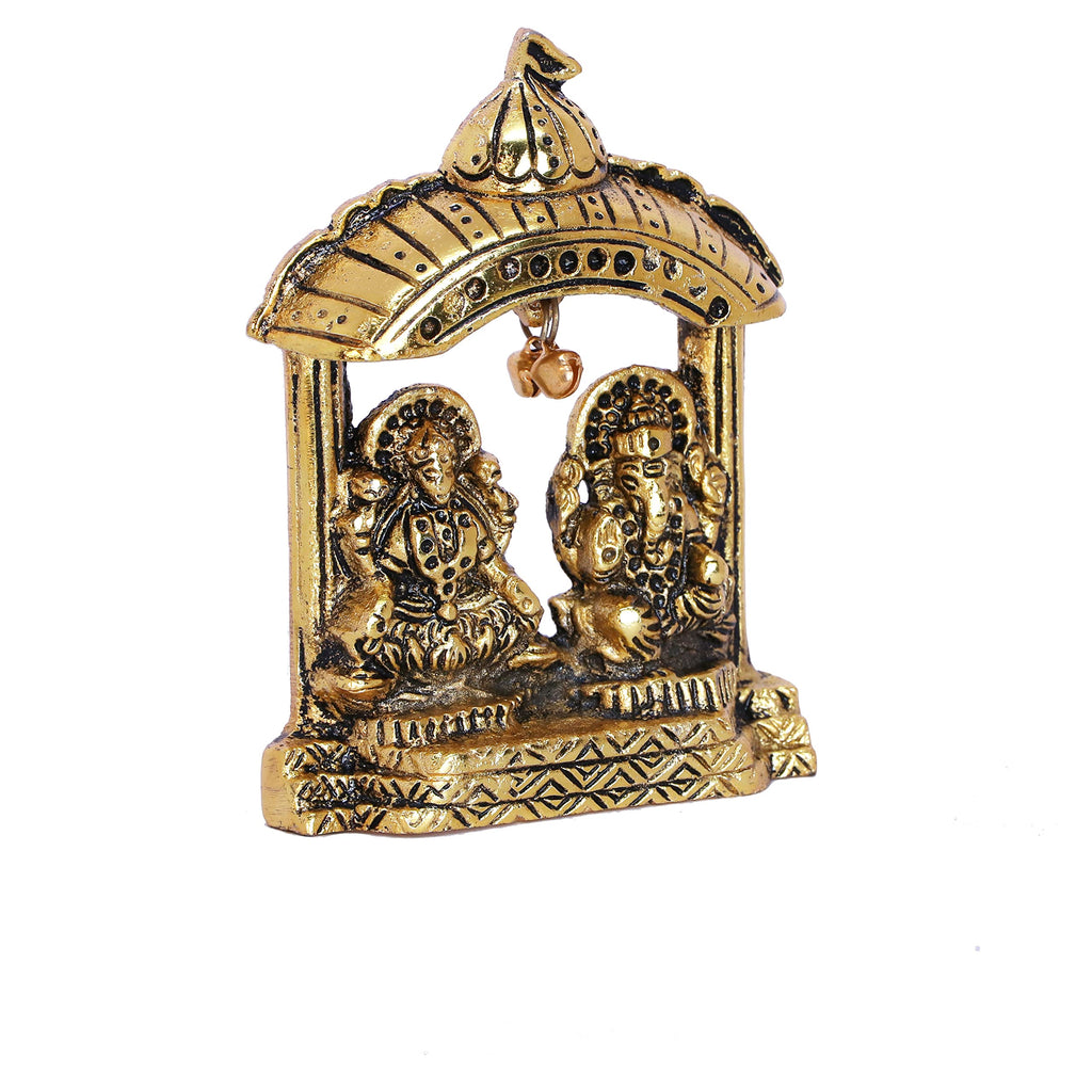 Kridaykraft Metal Laxmi Ganesh Idol Decorative Murti Temple Frame Metal Statue for Pooja & Decor Your Home, Office, Decorative Showpiece Figurines