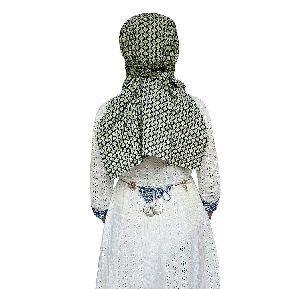 Switchon Scarf Hijab Rayon Printed fancy scarf for women Size Adjustable -Hook loop tape (Pista Green)