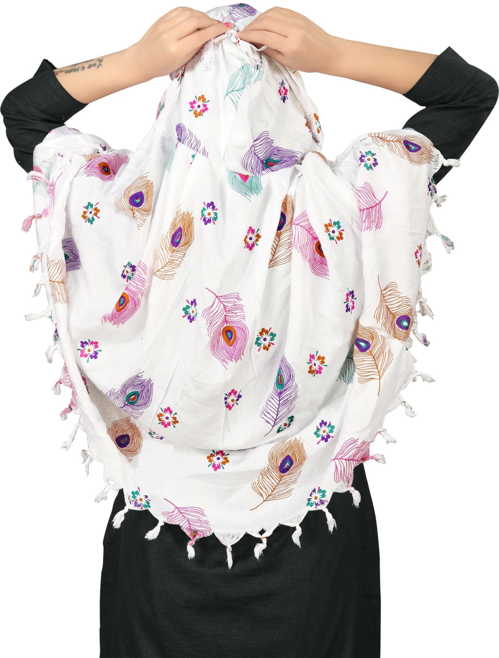 VASTTRAM Women's Pure Cotton Long Scarves Scarf Cum Mask usable for Driver Anti Pollution Full Face Cover With UV Sun Rays Protection