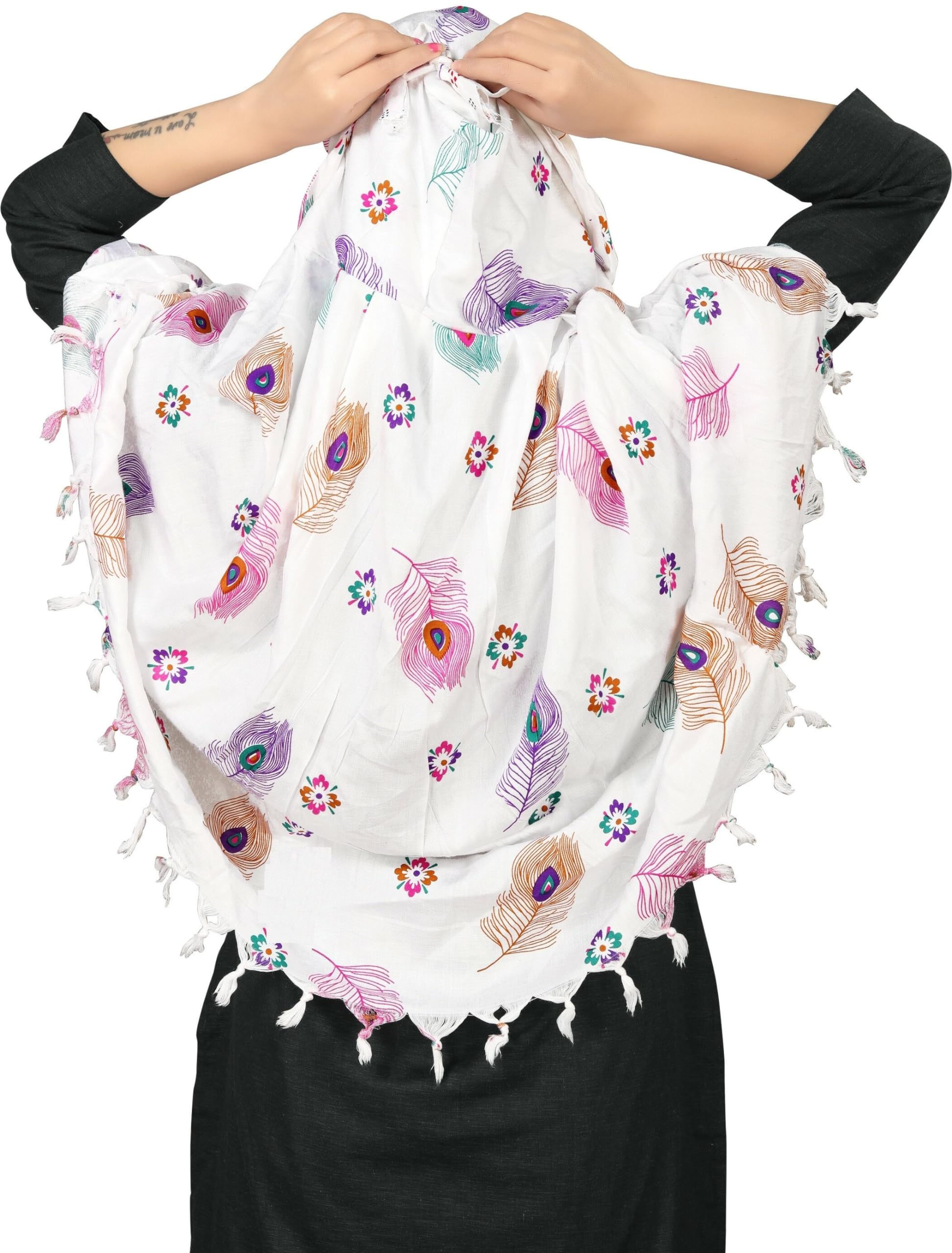 VASTTRAM Women's Pure Cotton Long Scarves Scarf Cum Mask usable for Driver Anti Pollution Full Face Cover With UV Sun Rays Protection