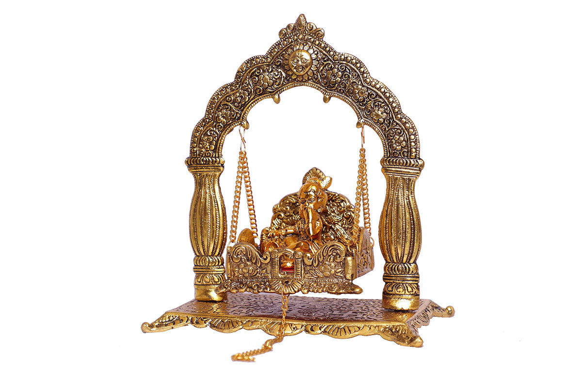 KridayKraft Metal Laddu Gopal Palna,Krishna Jhula Metal Statue for Temple Pooja,Laddu Gopal Jhula,Decor Your Home &Religious Idol Gift Article,Showpiece Figurines,God Idol...
