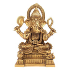 ARTVARKO Brass Lord Ganesh Murti Mangalkari Ganesha with Kalash and Mouse Idol Ganpati Bhagwan Idol Statue Height 10 Inch.