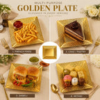 Kruvad Stainless Steel Gold Hammered Decorative Tray for Vanity Perfume Jewelry Makeup Organizer Square Serving Plate for Snacks Dry Fruits Dining Table Dresser Bathroom Counter & Home Decor