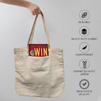 PRINT GALLI 100% Organic Cotton Canvas Tote Bag with Secure Back Zipper Pocket | Eco-Friendly, Off-White & Spacious Design | Perfect for Shopping, Travel, and Daily Use | Holds Up to 15 Kg
