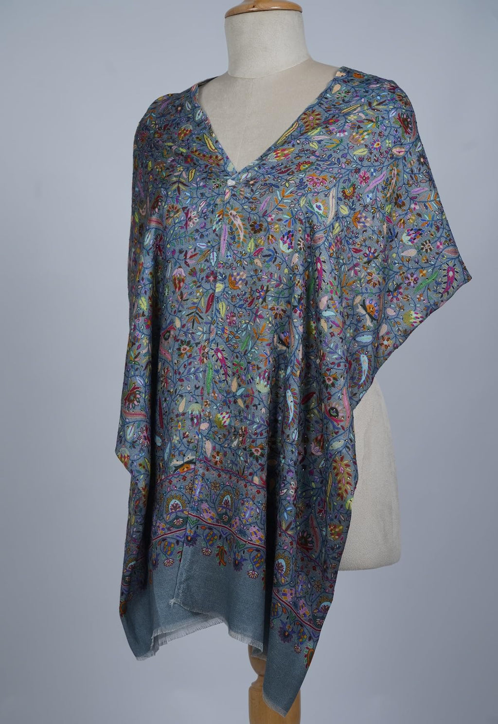 VIC Cashmere Silk Modal Digital Print Crystal Highlight Stole for Women - Steel Blue Multi – Soft Lightweight Luxury Designer Shawl Wrap, 70 x 200 cm | VIC-CSM-DPPAC7202