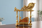 KridayKraft Aluminium Pankhi Jhula for Laddu Gopal | Gold Plated Krishna Palna for Home Mandir & Temple Decor | Religious Showpiece.