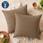 CASA-NEST Jute Cushion Cover 24x24 (Pack of 2) (Light Umber) JUTEREV24