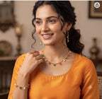JFL - Jewellery for Less Fancy Tricolour Chain Necklace Set with Matching Earrings and Bracelet for Women & Girls | Handmade Independence Day & Republic Day Jewellery | Fashion Accessories