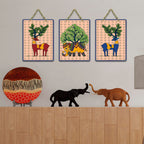 Artvibes Bond Between Nature & Animals Art Wooden Wall Hanger for Home Decor | Living Room | Office | Wall Art Painting For Hall | Graphic Artwork | Wall Art Print | Gift Items (WH_9683N), Set of 3