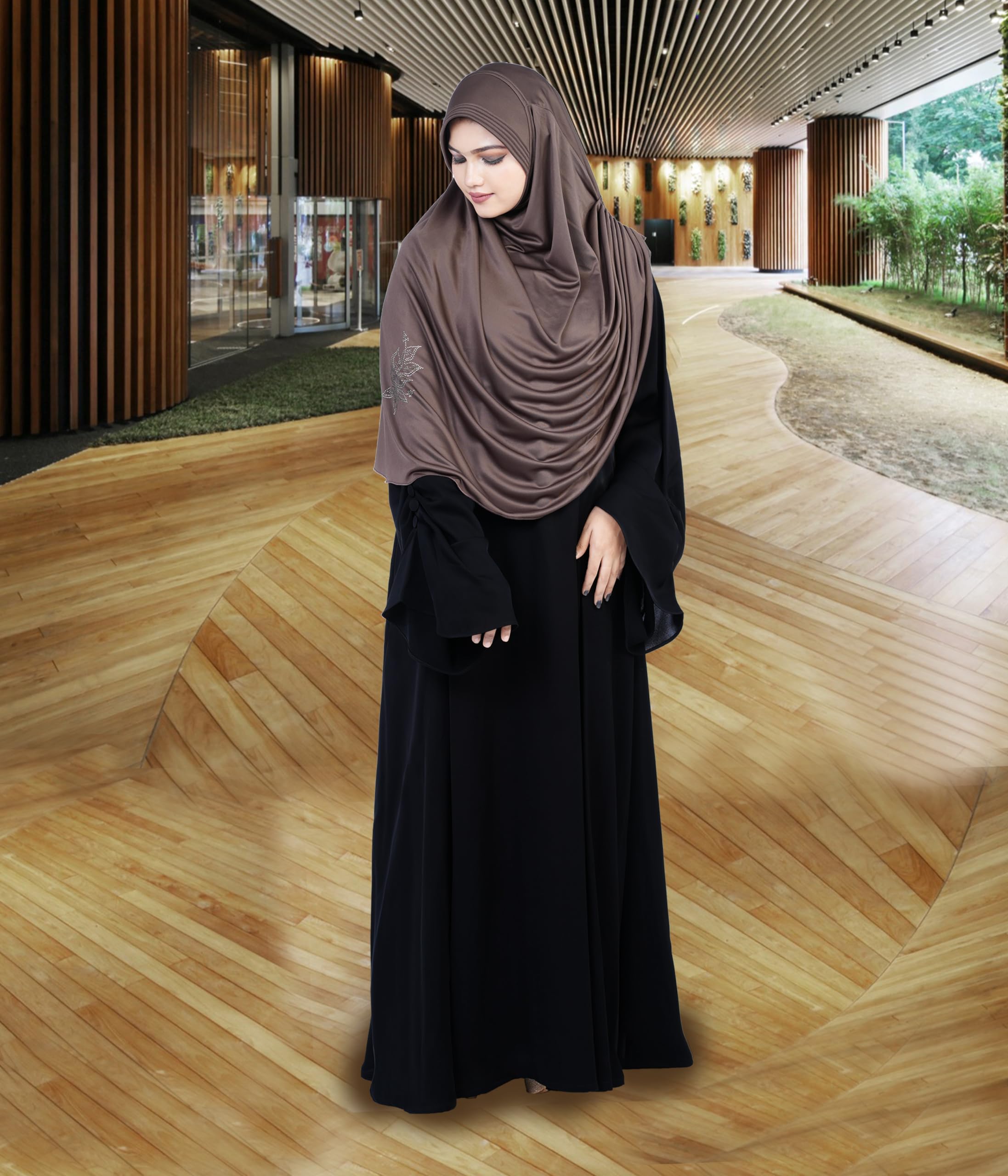 Mehar Hijab's Glamour in Modesty Fazluna Sigle side Frill Hijab XL (XXL, FORMAL GREY)