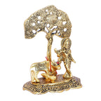 KridayKraft Kamdhenu Cow with Krishna Standing Under Tree Plying Flute Metal Statue,Krishna Murti Idol for Pooja & Decor Your Home,Office,Showpiece Figurines,Religious Idol Gift Article...
