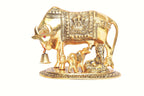 KridayKraft Kamdhenu Cow,Calf with Bal Gopal Krishna Metal Statue for Good Luck,Feng Shui As Table Top Figurine,Vastu,Religious Gau MATA Idol Home,Office&Table