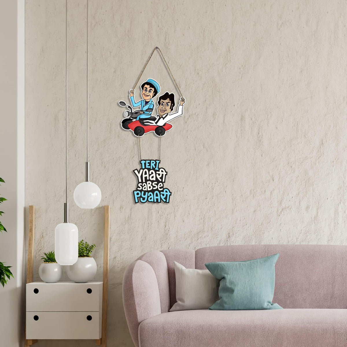 Artvibes Teri Yaari Sabse Pyari Printed Wooden Wall Art for Living Room | Quotes Decor Item | Wall Accents | Friendship Quotes Gift Items | Wall Illustrations | Aesthetic Wall Hanging(WH_5710NN)
