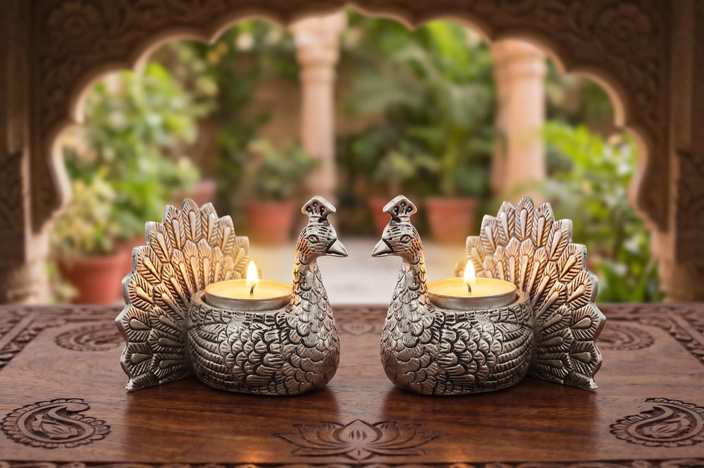 KridayKraft Designed with a Versatile Central Cavity, This Peacock Serves as a Stunning tealight Candle Holder, a mini Indoor Planter, a Unique Pen Stand, or a Sophisticated Vanity Organizer.