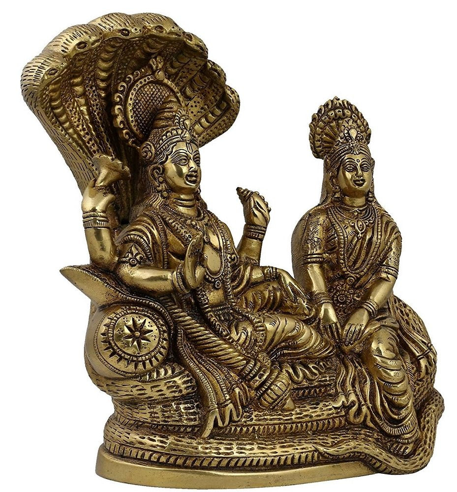 Artvarko Lakshmi Vishnu Brass Idol God Goddess Statues Religious Deity Laxmi Vishnu Resting On Sheshnaag
