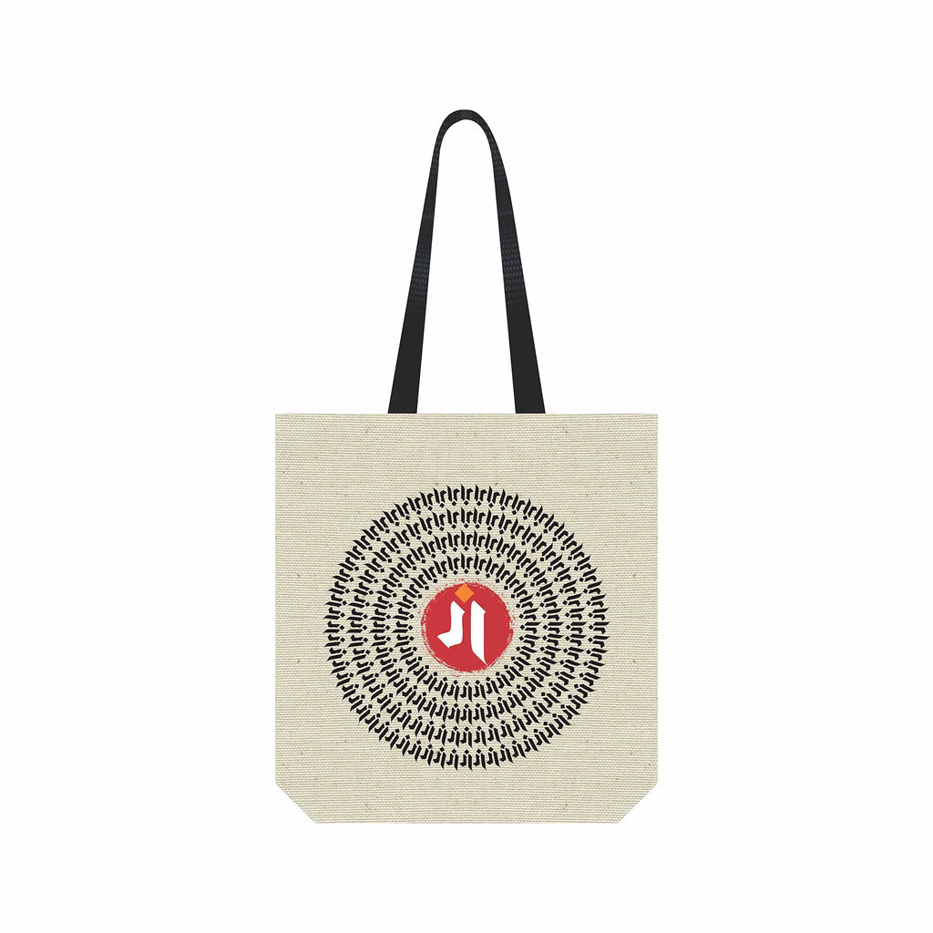 AKSHARYOGI Ganesh Mantra Calligraphy Canvas Tote Shoulder Bag | 100% Organic & Eco-Friendly Cotton Shopping/Grocery Bag | Sturdy Canvas Bag 15kgs Capacity | Reusable Tote Bag for Womens Girls in White