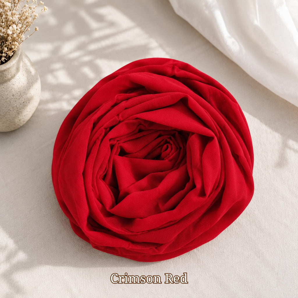 Leaf & FEATHER™ Chiffon Georgette Hijab Scarf for Women | 170 x 70 cm | Lightweight & Breathable Shawl | Daily Wear & Occasion (Crimson Red)