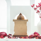 LASER ART Wooden Mini Home Temple with Ram Lalla for Car Dashboard Desk Organizer Home Decor 10cm x 7.5cm x 4.5cm