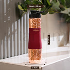 Artarium Red Sipper Pure Copper Bottle 1 Litre Advanced Leak Proof Protection Durable & Rust Proof Copper Bottle With Added Health Benefits Anti Oxidant Properties (Sipper Water Bottle Red 29Cm)