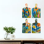 Artvibes Artistic Monkey Cat & Nature Decorative MDF Wooden Wall Art for Home | Wall Sculpture | Signs & Plaques | Handcrafted Art | Wall Illustrations | Art For Wall | Gift Items (WH_5660N), Set of 4