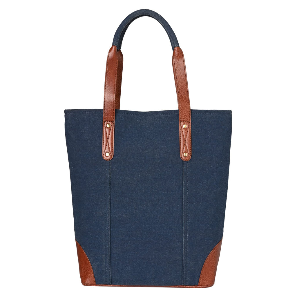 Mona B Canvas Tote Handbag for Women with Pouch perfect for Travel, College and office Use - Navy