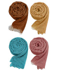 ICW Women's Premium Wrinkle Ironless Crinkled Cotton Scarf Stoles Shawl head scarves for girls (pack of 4)