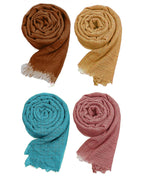 ICW Women's Premium Wrinkle Ironless Crinkled Cotton Scarf Stoles Shawl head scarves for girls (pack of 4)