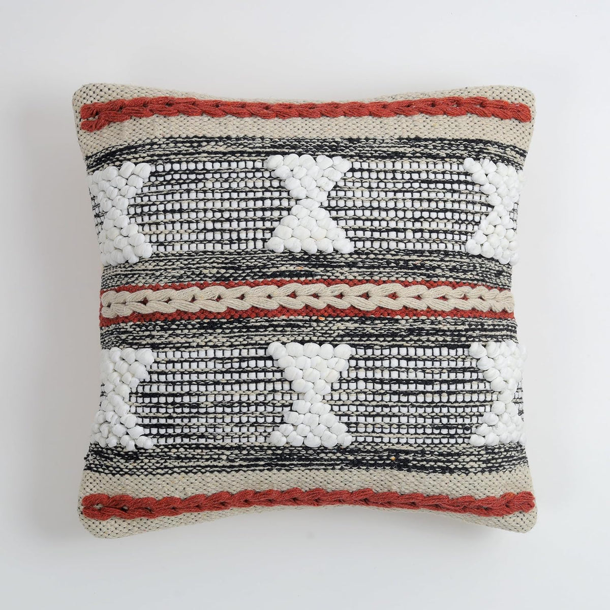 Furnistitchs Premium Decorative Throw Cushion Pillow Cover Boho Home Decor - Living Room Bedroom Couch Sofa Cushion Covers 16 inch x 16 inch (1, Rust Abstract)