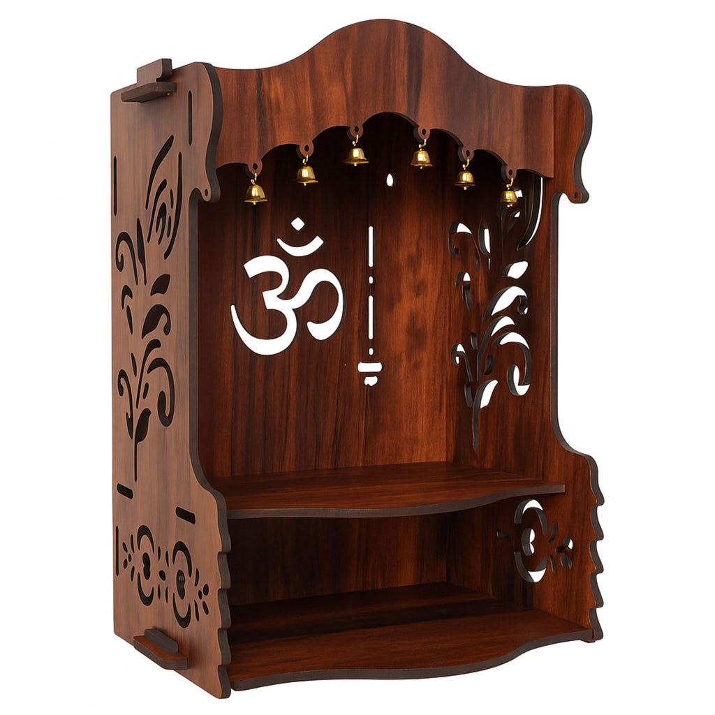 HOMEWEY DECOR Wooden Home Temple Handcrafted Support Heavy Idols Luxurious Finish Pooja Mandir for Home and Office Wall Mount for Room (Design6)