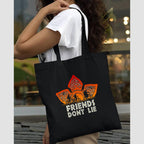 Peach Blossom Printed Cotton Zipper Tote Bags | CBAG - BLK-DONT LIE