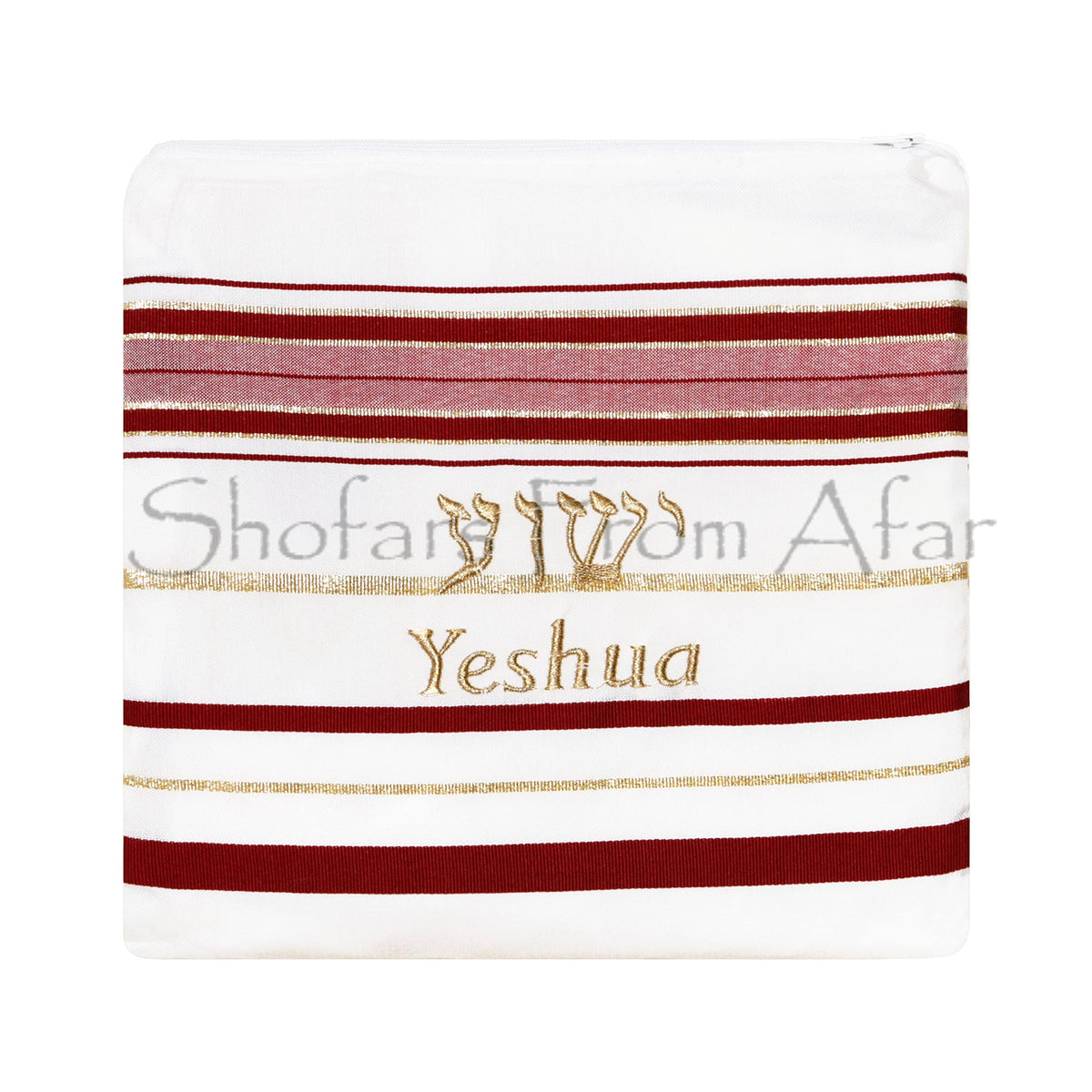 The Blood of Yeshua Jesus Red Tallit Prayer Shawl with Matching Yeshua Tallit Zipper Bag