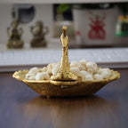 KridayKraft Hand Crafted Metal Duck Wing Shape Dryfruits Tray Perfect for Home Centre Table Serving Dry Fruits & Fruits (Golden, Pack of 1)
