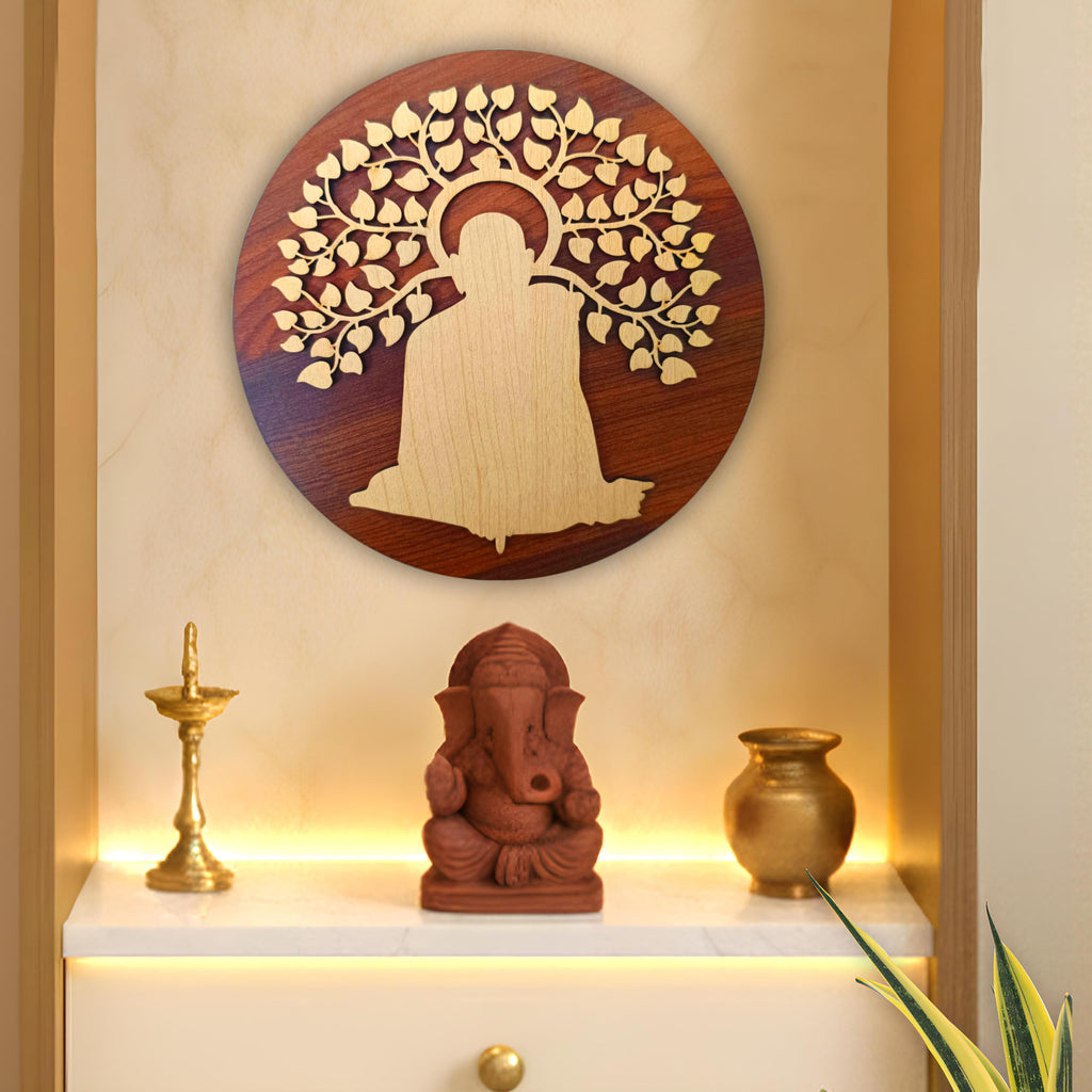 SWAGSTATION Swami Samarth MDF Spiritual Wall Hanging | Mandir & Home Temple Decor for Pooja Room, Office & Entrance (6 Inch)