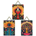 Artvibes Folk Art Home Decorative Wall Hanging Ornaments | Wall Sculpture | Signs & Plaques | Wall Accents | Graphic Artwork | Aesthetic Wooden Decor | Handcrafted | Ideal Gifts (WH_96159N), Set of 3
