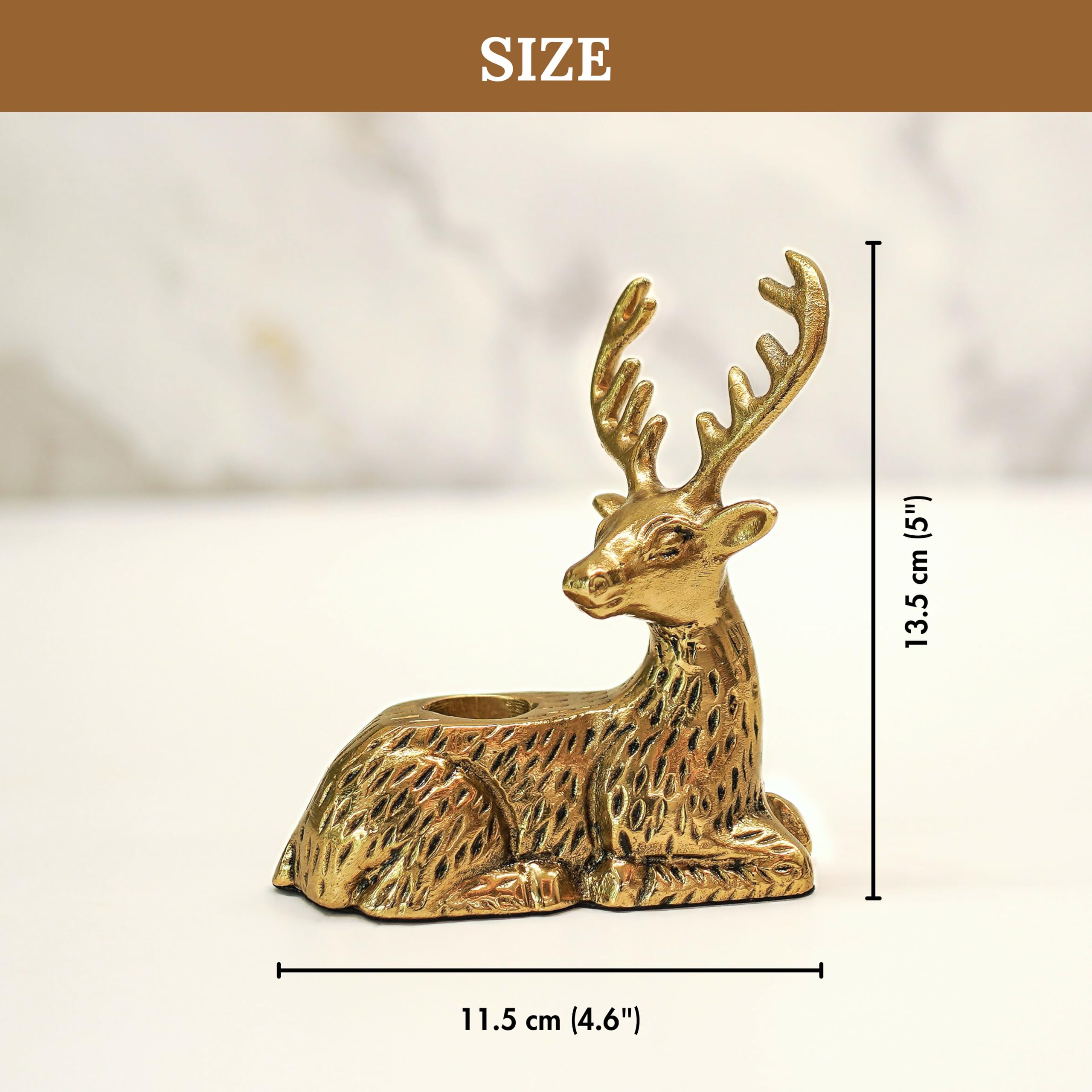 BEHOMA Reindeer Figurine Candle Holder for Home, Antique Gold