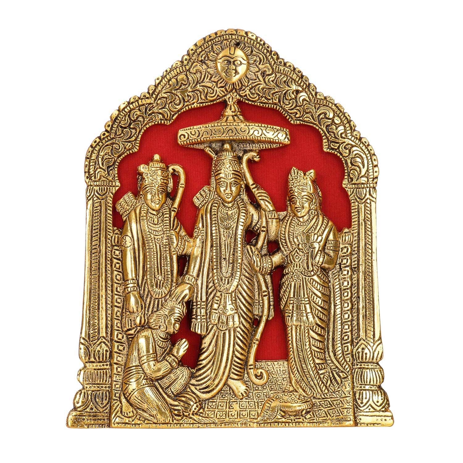 Prince Home Decor & Gifts Antique Metal Lord Ram Darbar with Hanuman Ji Home decor Idol (Regular, Gold)