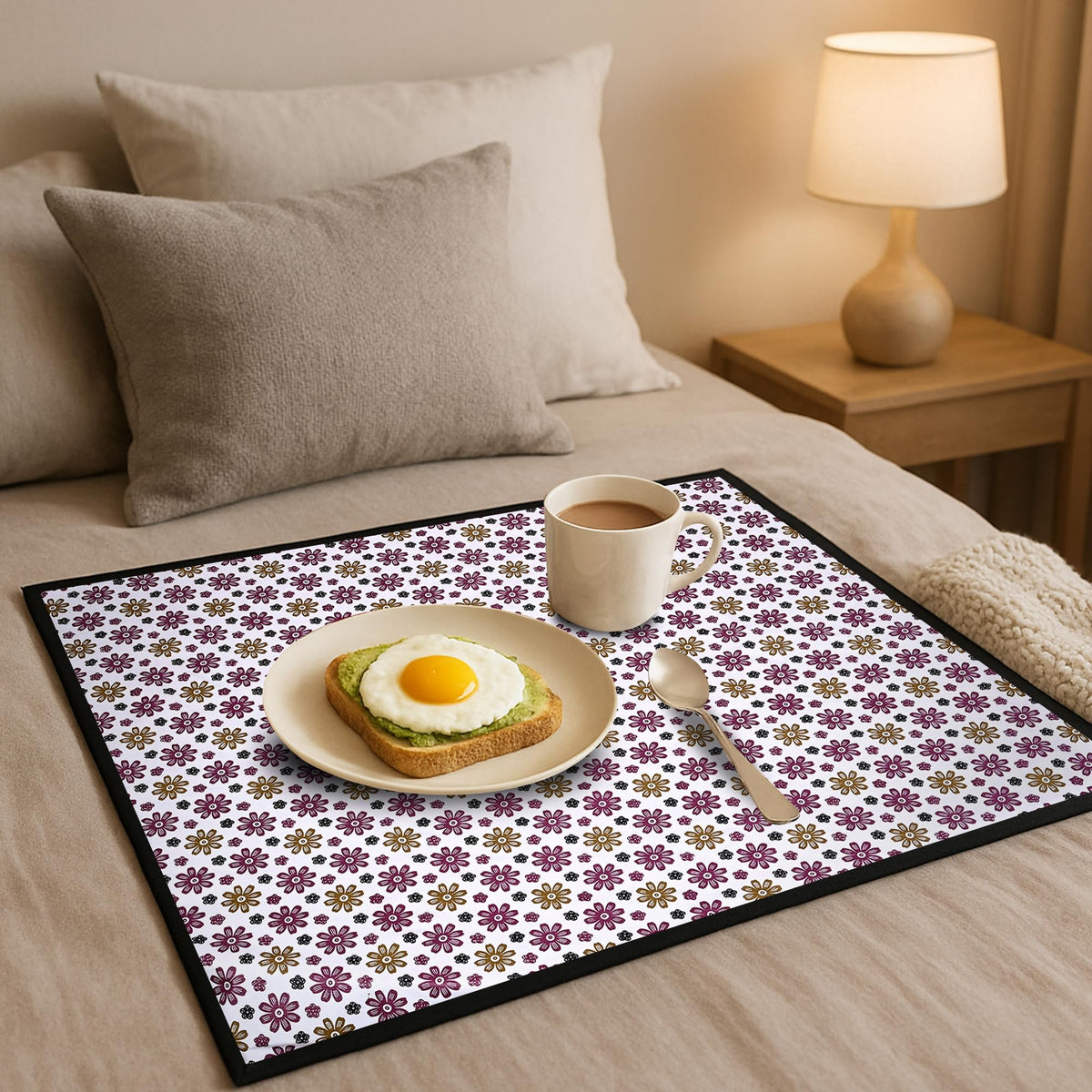 Star Weaves Waterproof Bed Server/Food Mat/Bedsheet Protector/Reversible in 3 Layered Heavy Material(Colour and Print Might Vary According to Availability)/ bed server mat Reversible/ Place Mat Kafalo