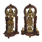 ARTVARKO Brass Lord Bhagwan Vishnu Narayan Lakshmi Statue Idol Murti Holding Gada Conch Shankh Chakra with Garuda for Home Decor Mandir Pooja Laxmi Ji Blessing Height 16 Inches