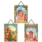 Artvibes Traditional Culture Items Decorative Wall Art MDF Wooden Wall Hanger for Home | Room Decoration | Handcrafted Art | Wall Illustrations | Artworks Hangings | Gift Items (WH_96131N), Set of 3
