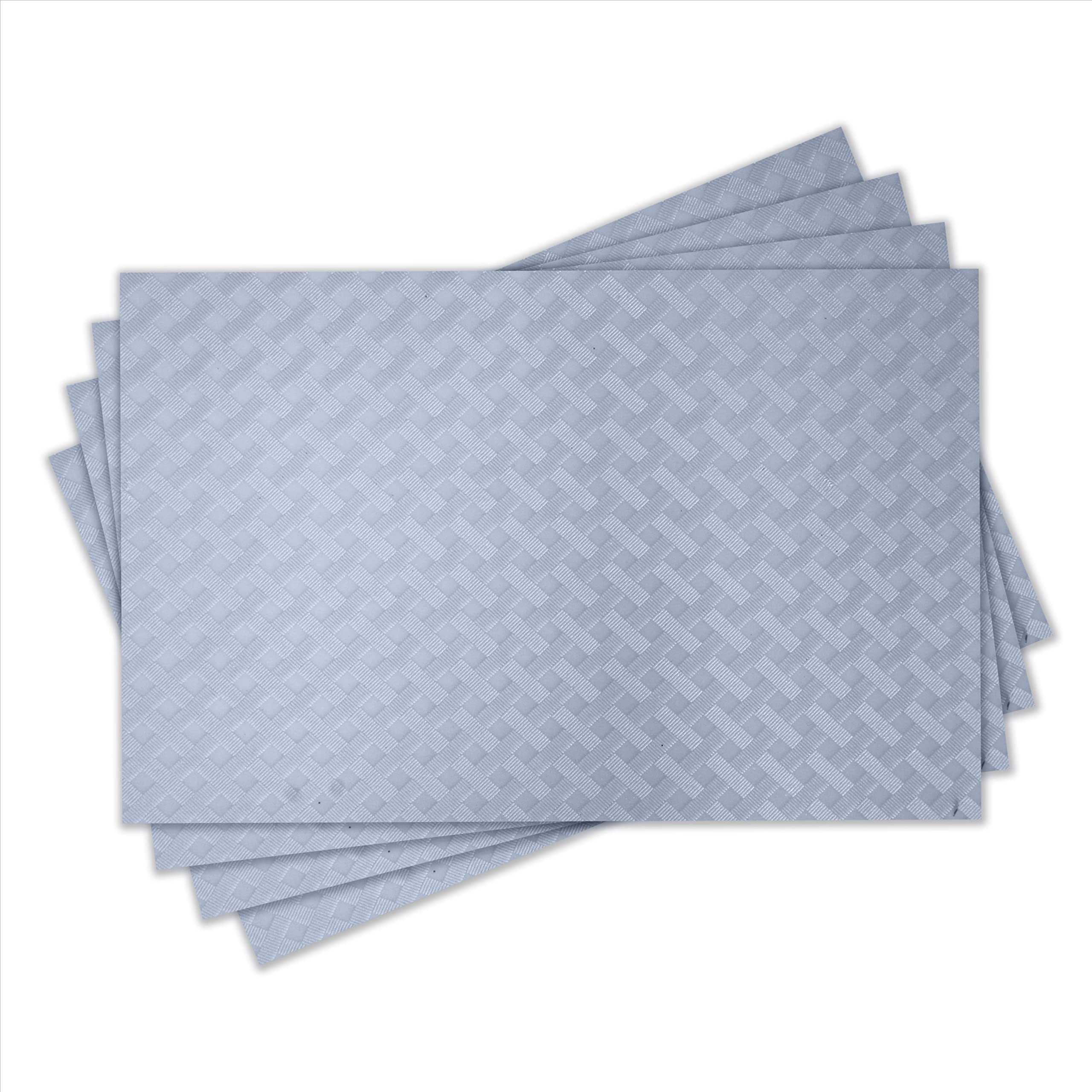 ElastPro Ethylene Vinyl Acetate Placemat Heat-Resistant Place Mats Stain Resistant Washable, Dining Table and Fridge Mat (Diagonal Pattern, Metallic Grey) Set of 4 Kafalo