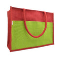 JUTEKA Multicolor spacious Jute Bag with Zipper Closure, Full Size Front Pocket and Large Handles…