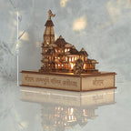 LASER ART Ram Mandir Ayodhya Model with Light and Power Adapter 3D Replica Wooden MDF Craftsmanship, Authentic Design, with Protective Outer Box - Ideal for Home Temple, Home Decor & Gifts
