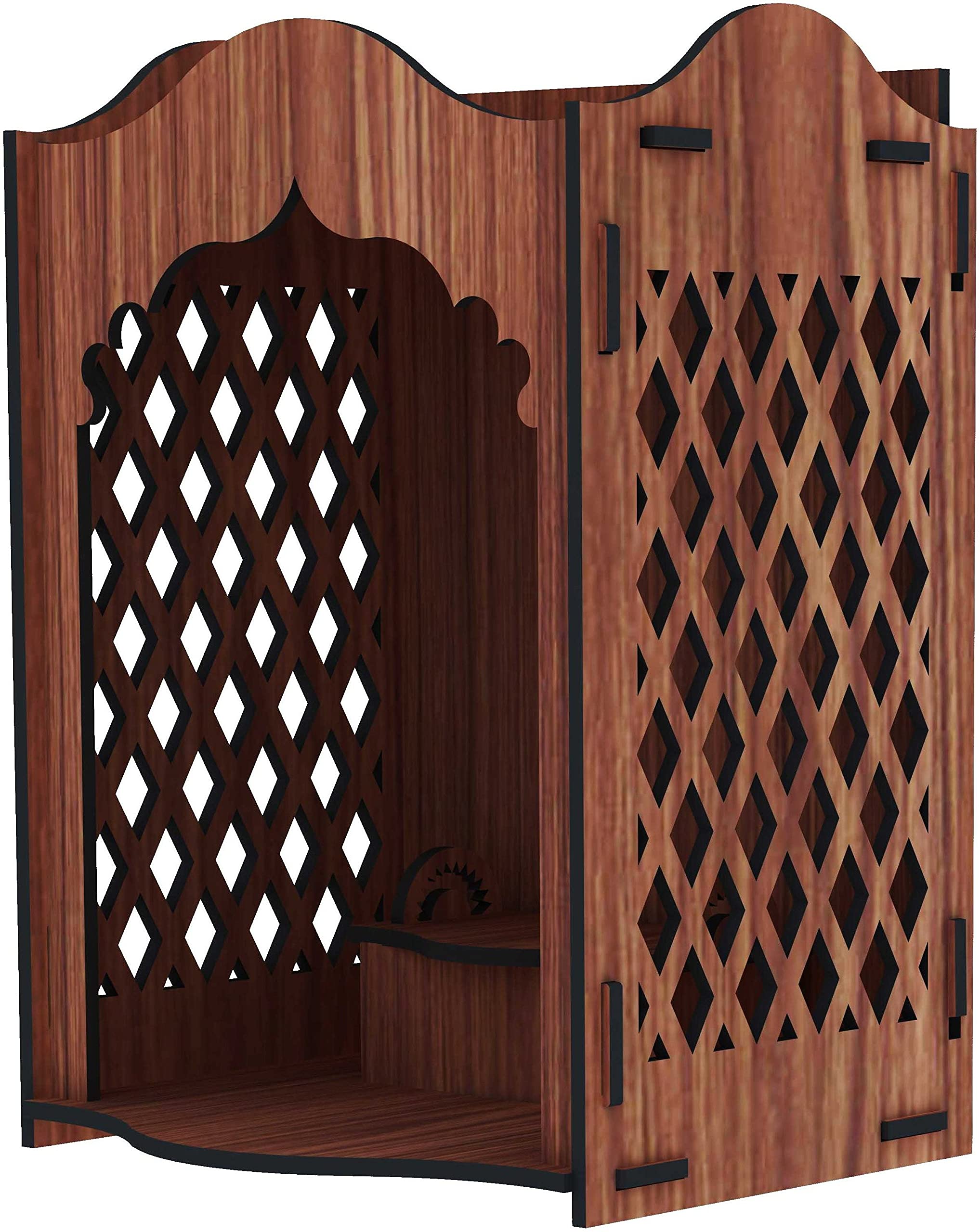 SSI Fully Handmade Beautiful Wooden Home and Office Temple/Pooja Mandir (15 X 11 X9 INCH)